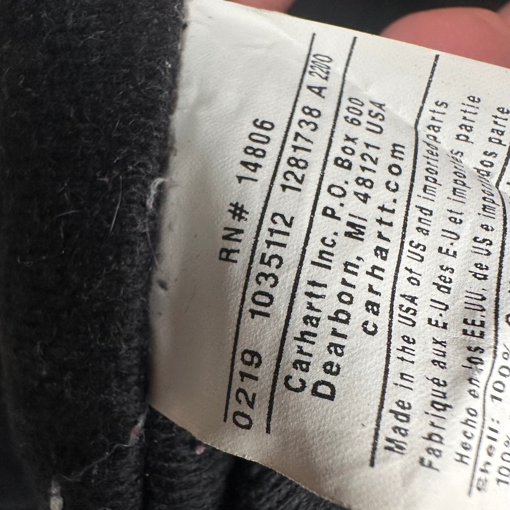 Carhartt Jacket Mens 2XL Black Hooded Canvas Bomber Workwear Made USA J140 BLK - Picture 6 of 7